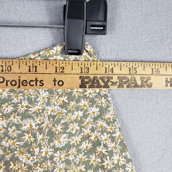 Vintage Express Size 5/6 Button Front Mini Skirt Green Cream Ditzy Microfloral - Picture 5 of 9